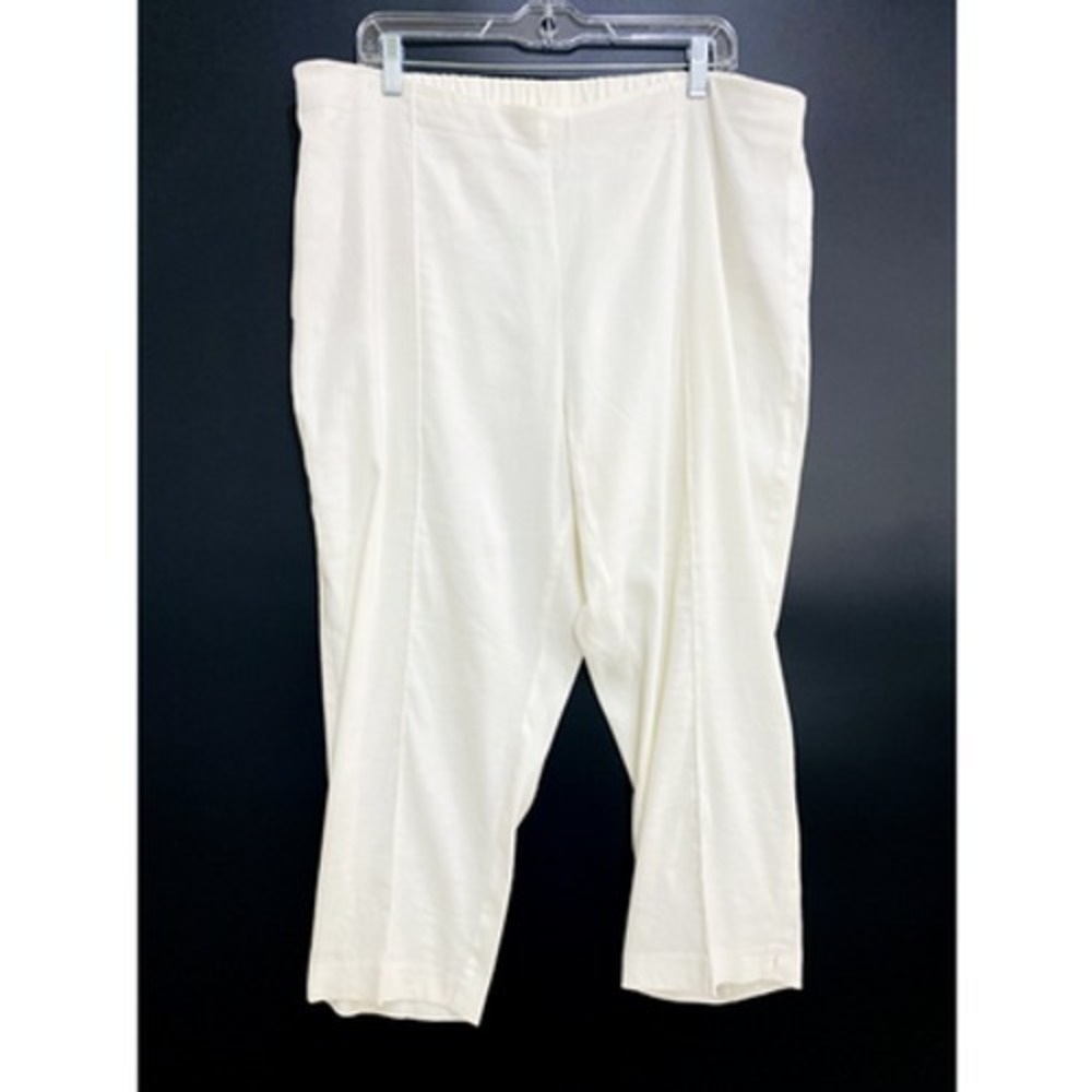 J Jill‎ Pants Womens XL White Linen Stretch Gauze Nautical Beach Vacation